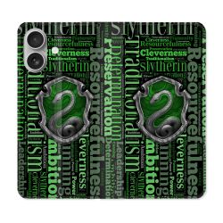 Housse Cuir Portefeuille Pour Iphone 16 Plus Harry Potter Serpentar