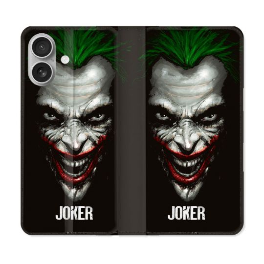 Housse Cuir Portefeuille Pour Iphone 16 Plus Joker Noir