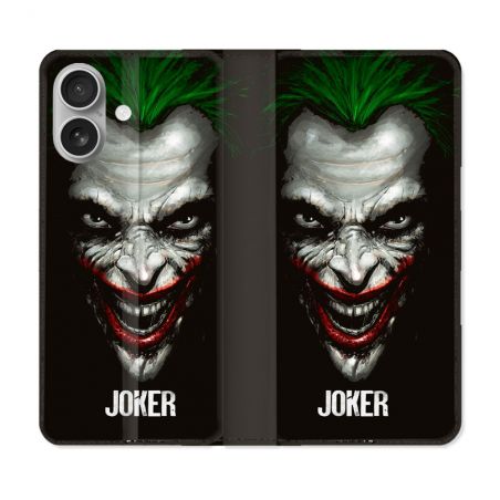 Housse Cuir Portefeuille Pour Iphone 16 Plus Joker Noir