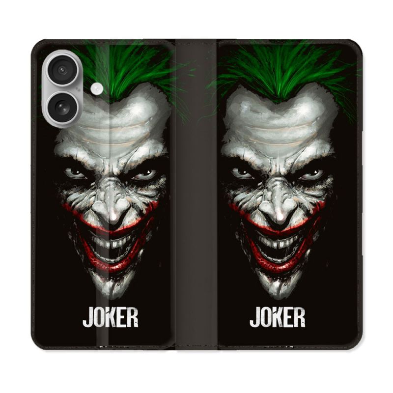 Housse Cuir Portefeuille Pour Iphone 16 Plus Joker Noir