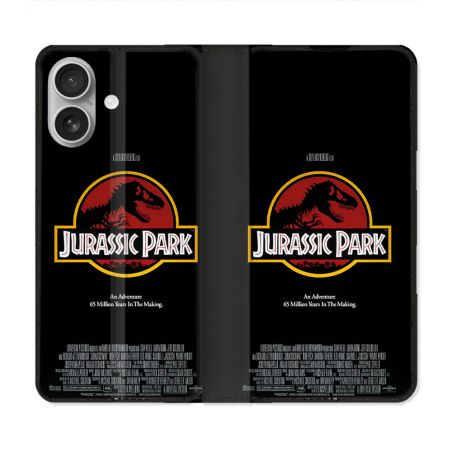 Housse Cuir Portefeuille Pour Iphone 16 Plus Jurassik Park Affiche