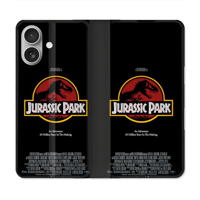 Housse Cuir Portefeuille Pour Iphone 16 Plus Jurassik Park Affiche
