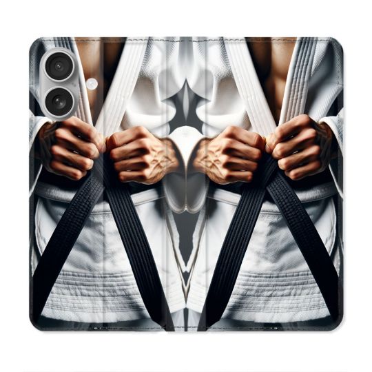 Housse Cuir Portefeuille Pour Iphone 16 Plus Kimono Ceinture