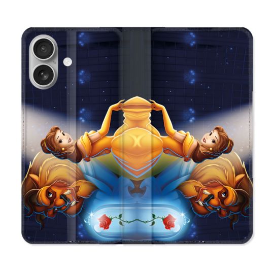 Housse Cuir Portefeuille Pour Iphone 16 Plus La Belle et La Bête