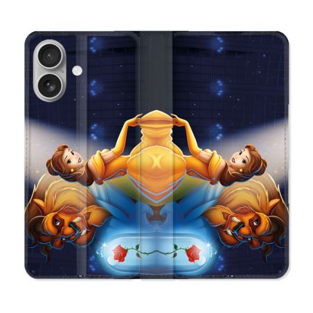 Housse Cuir Portefeuille Pour Iphone 16 Plus La Belle et La Bête