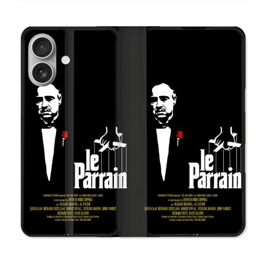 Housse Cuir Portefeuille Pour Iphone 16 Plus Le Parrain Affiche