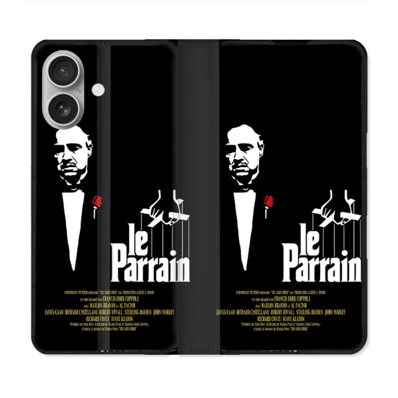 Housse Cuir Portefeuille Pour Iphone 16 Plus Le Parrain Affiche