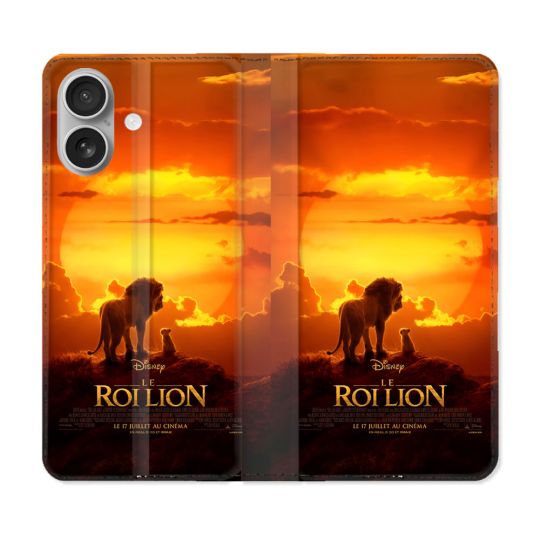 Housse Cuir Portefeuille Pour Iphone 16 Plus Le Roi Lion Affiche