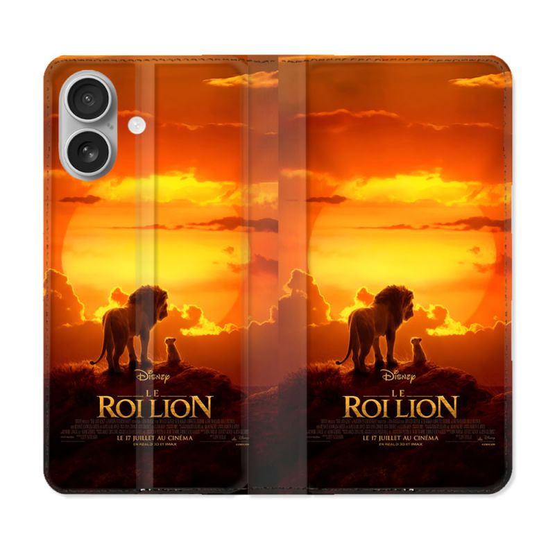 Housse Cuir Portefeuille Pour Iphone 16 Plus Le Roi Lion Affiche