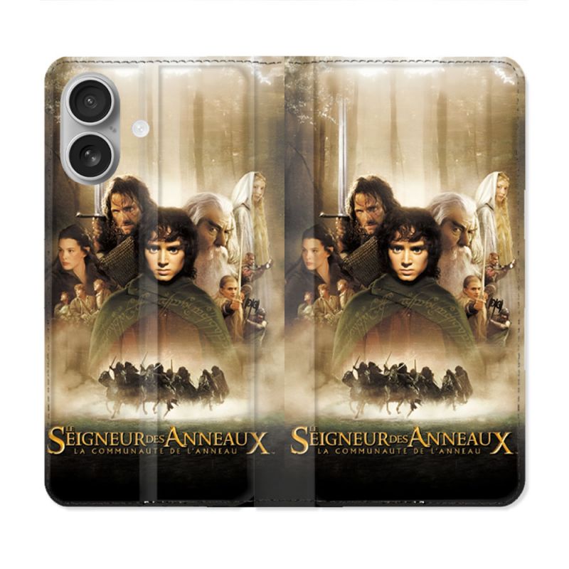 Housse Cuir Portefeuille Pour Iphone 16 Plus Le seigneur Des Anneaux Affiche