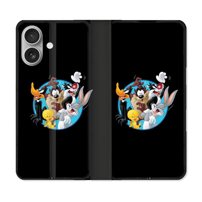 Housse Cuir Portefeuille Pour Iphone 16 Plus Looney Tunes