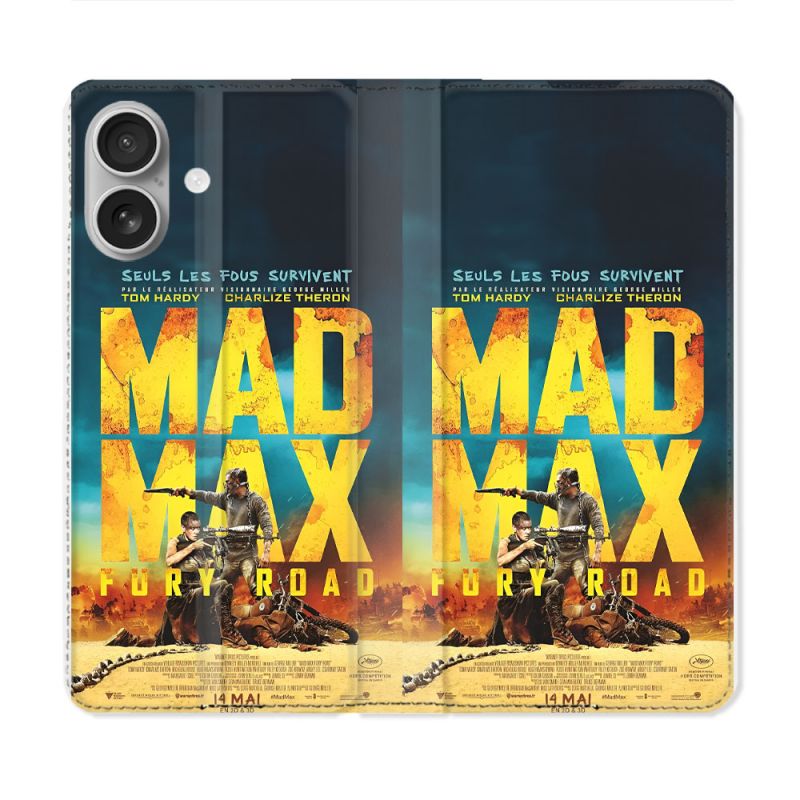 Housse Cuir Portefeuille Pour Iphone 16 Plus Mad Max Affiche