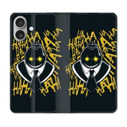 Housse Cuir Portefeuille Pour Iphone 16 Plus Manga Assassination Classroom Kuro Noir