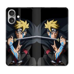 Housse Cuir Portefeuille Pour Iphone 16 Plus Manga Boruto Tatouage