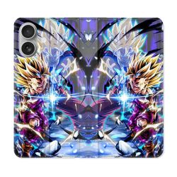 Housse Cuir Portefeuille Pour Iphone 16 Plus Manga Dragon Ball Sangohan Duo