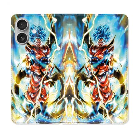 Housse Cuir Portefeuille Pour Iphone 16 Plus Manga Dragon Ball Sangoku Blanc
