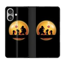 Housse Cuir Portefeuille Pour Iphone 16 Plus Manga Dragon Ball Vintage