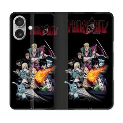 Housse Cuir Portefeuille Pour Iphone 16 Plus Manga Fairy Tail Logo Team
