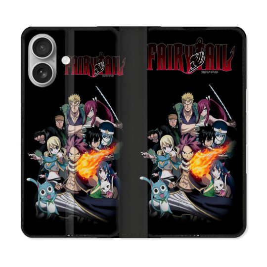 Housse Cuir Portefeuille Pour Iphone 16 Plus Manga Fairy Tail Logo Team