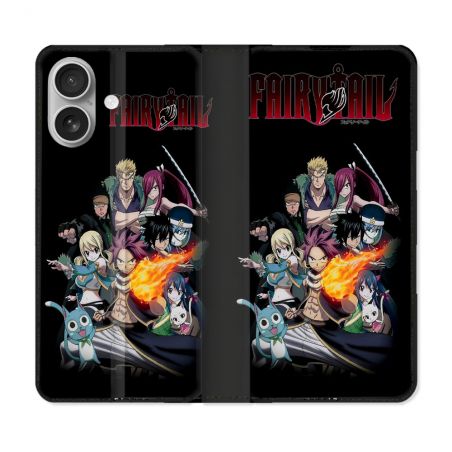 Housse Cuir Portefeuille Pour Iphone 16 Plus Manga Fairy Tail Logo Team