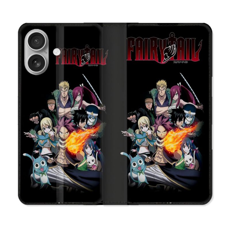Housse Cuir Portefeuille Pour Iphone 16 Plus Manga Fairy Tail Logo Team