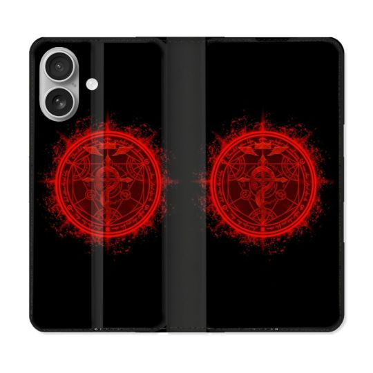Housse Cuir Portefeuille Pour Iphone 16 Plus Manga Fullmetal Alchemist Logo