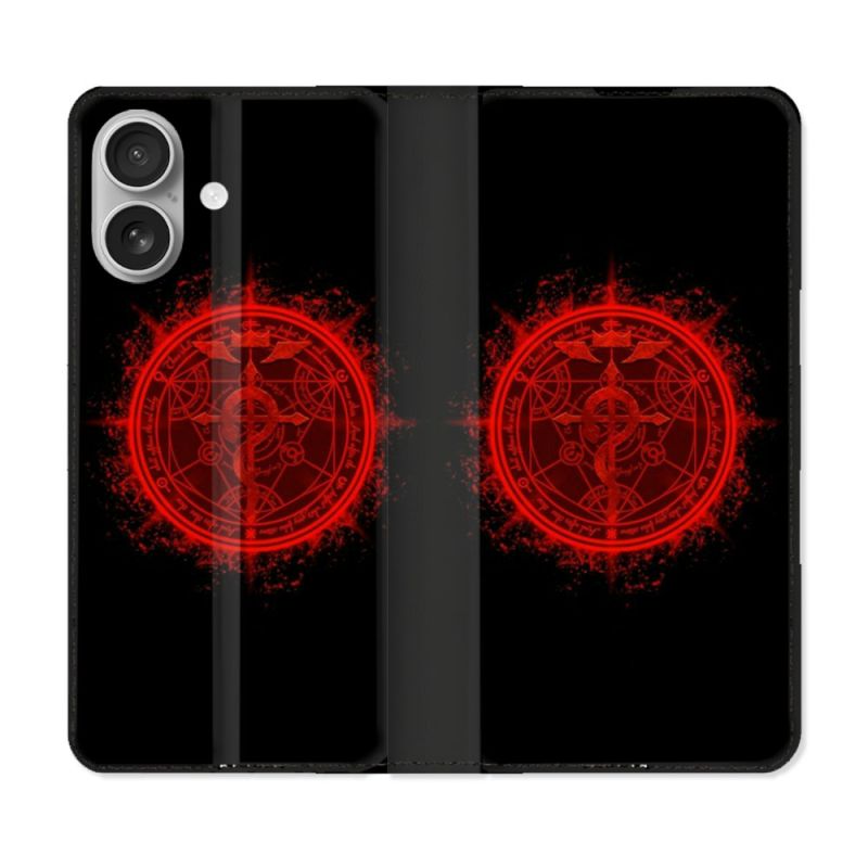 Housse Cuir Portefeuille Pour Iphone 16 Plus Manga Fullmetal Alchemist Logo