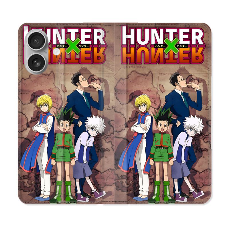 Housse Cuir Portefeuille Pour Iphone 16 Plus Manga Hunter X Hunter Vintage