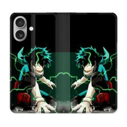 Housse Cuir Portefeuille Pour Iphone 16 Plus Manga My Hero Academia Deku