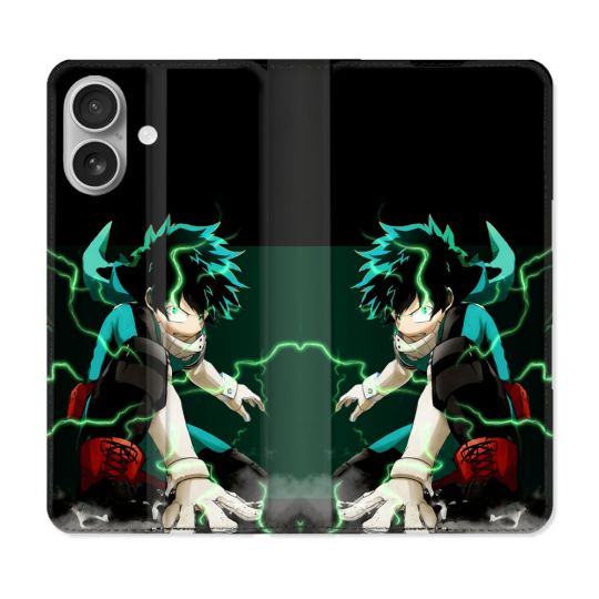 Housse Cuir Portefeuille Pour Iphone 16 Plus Manga My Hero Academia Deku