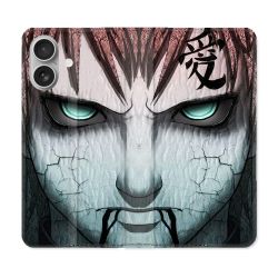 Housse Cuir Portefeuille Pour Iphone 16 Plus Manga Naruto Gaara