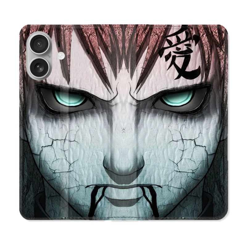 Housse Cuir Portefeuille Pour Iphone 16 Plus Manga Naruto Gaara