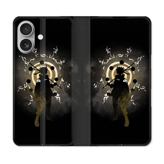 Housse Cuir Portefeuille Pour Iphone 16 Plus Manga Naruto Sage
