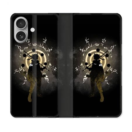 Housse Cuir Portefeuille Pour Iphone 16 Plus Manga Naruto Sage