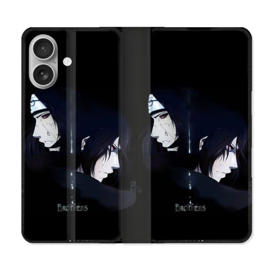 Housse Cuir Portefeuille Pour Iphone 16 Plus Manga Naruto Sasuke Itachi