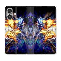 Housse Cuir Portefeuille Pour Iphone 16 Plus Manga Naruto VS