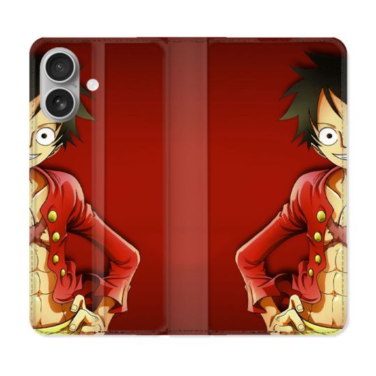 Housse Cuir Portefeuille Pour Iphone 16 Plus Manga One Piece Luffy
