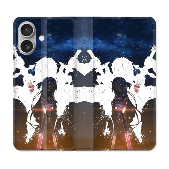 Housse Cuir Portefeuille Pour Iphone 16 Plus Manga SAO sword Art Online Asuna