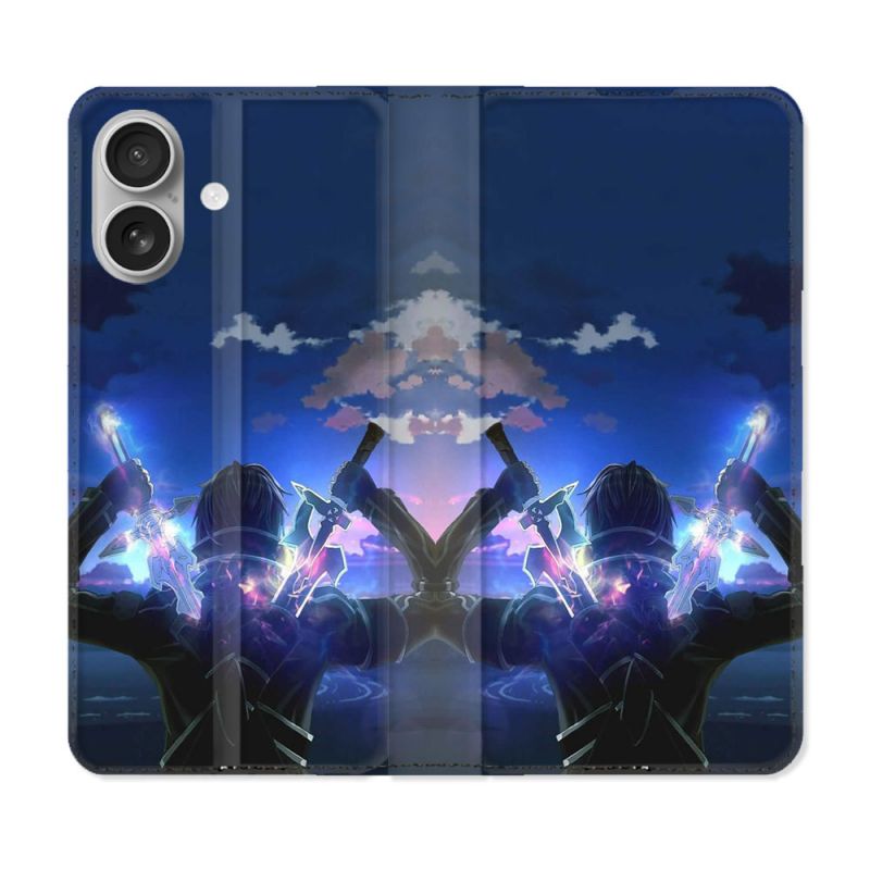 Housse Cuir Portefeuille Pour Iphone 16 Plus Manga SAO sword Art Online Epee