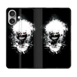 Housse Cuir Portefeuille Pour Iphone 16 Plus Manga Tokyo Ghoul Kaneki Tag
