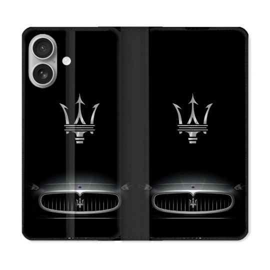 Housse Cuir Portefeuille Pour Iphone 16 Plus Maserati