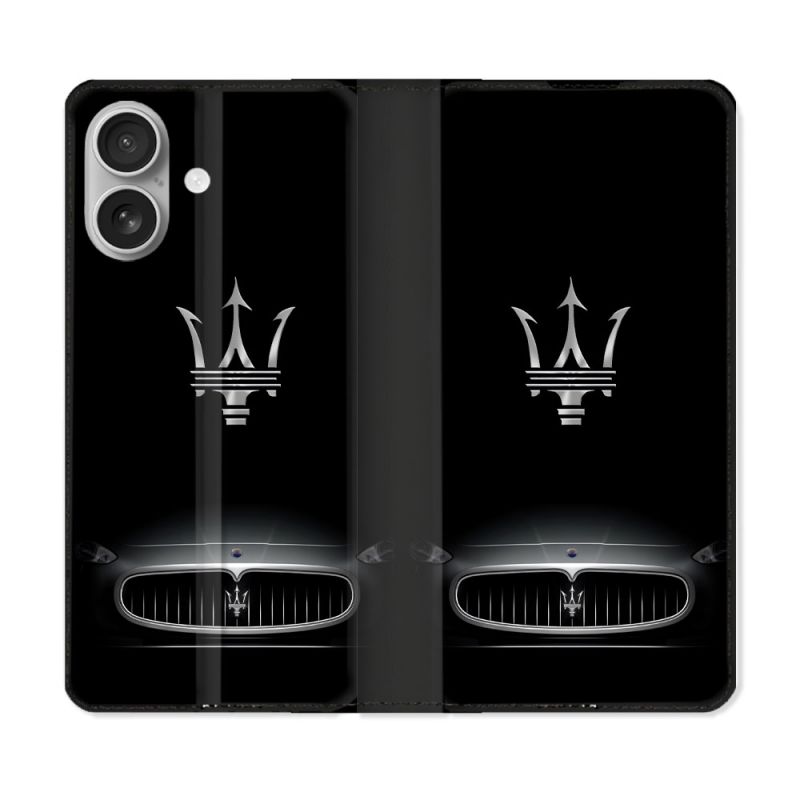 Housse Cuir Portefeuille Pour Iphone 16 Plus Maserati