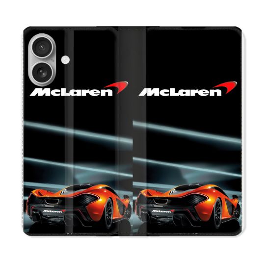 Housse Cuir Portefeuille Pour Iphone 16 Plus Mc Laren