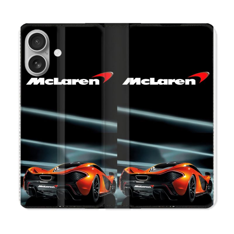 Housse Cuir Portefeuille Pour Iphone 16 Plus Mc Laren