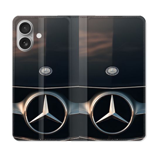 Housse Cuir Portefeuille Pour Iphone 16 Plus Mercedes Calendre