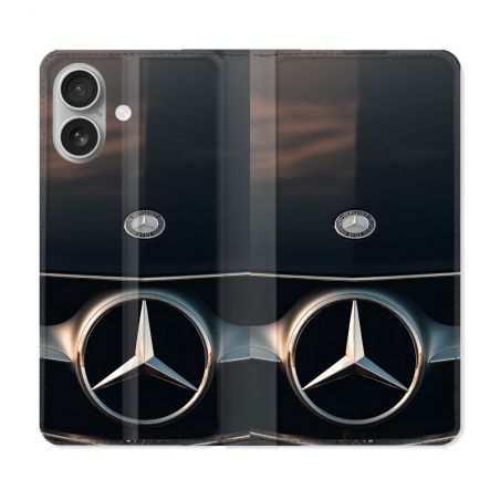Housse Cuir Portefeuille Pour Iphone 16 Plus Mercedes Calendre