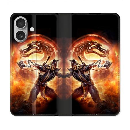 Housse Cuir Portefeuille Pour Iphone 16 Plus Mortal Combat