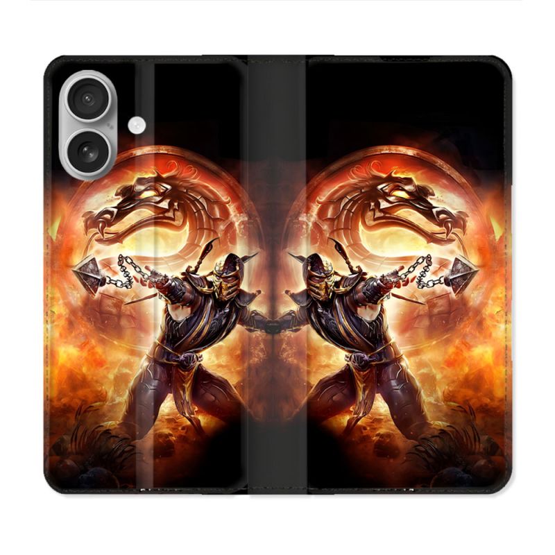 Housse Cuir Portefeuille Pour Iphone 16 Plus Mortal Combat