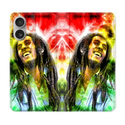 Housse Cuir Portefeuille Pour Iphone 16 Plus Musique Bob Marley Color