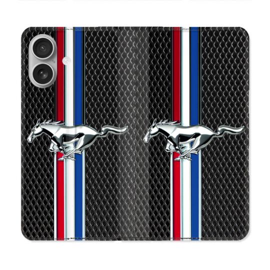 Housse Cuir Portefeuille Pour Iphone 16 Plus Mustang